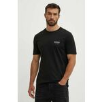 Bombažna kratka majica BOSS moška, črna barva, 50521209 - črna. Kratka majica iz kolekcije BOSS, izdelana iz tanke, elastične pletenine. Model iz zračne bombažne tkanine.