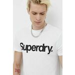 Bombažna kratka majica Superdry bela barva - bela. Kratka majica iz kolekcije Superdry, izdelana iz tanke, elastične pletenine. Model iz izjemno udobne bombažne tkanine.