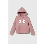 Otroški pulover Under Armour UA Rival Fleece BLÂ roza barva, s kapuco - roza. Otroški pulover s kapuco iz kolekcije Under Armour. Model izdelan iz materiala s potiskom.