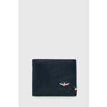 Usnjena denarnica Aeronautica Militare moški, mornarsko modra barva - mornarsko modra. Mala denarnica iz kolekcije Aeronautica Militare. Model izdelan iz naravnega usnja.