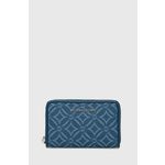 Denarnica MICHAEL Michael Kors ženski - modra. Mala denarnica iz kolekcije MICHAEL Michael Kors. Model izdelan iz kombinacije tekstilnega materiala in ekološkega usnja.