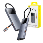 BASEUS vozlišče 6w1 baseus metal gleam 2 series, usb-c do 2xusb 3.0 +usb-c + hdmi + usb-c pd + ethernet rj45