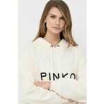 Bombažen pulover Pinko ženska, bež barva, s kapuco - bež. Pulover s kapuco iz kolekcije Pinko, izdelan iz elastične pletenine. Model iz izjemno udobne bombažne tkanine.