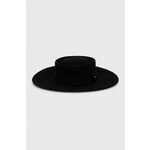 Volnen klobuk Weekend Max Mara črna barva - črna. Klobuk iz kolekcije Weekend Max Mara. Model s širokim robom, izdelan iz volnenega materiala.