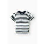 Otroška bombažna majica zippy - modra. Kratka majica za dojenčka iz kolekcije zippy. Model izdelan iz vzorčaste pletenine.