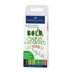 Faber-Castell Pitt Artist Pen Hand Lettering 6 kosov, zeleni komplet