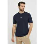 Kratka majica BOSS ORANGE moška - mornarsko modra. Kratka majica iz kolekcije BOSS, izdelana iz enobarvne pletenine. Model iz izjemno udobne tkanine z visoko vsebnostjo bombaža.