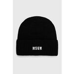 Volnena kapa MSGM črna barva, 3541MDL08.237761 - črna. Kapa iz kolekcije MSGM. Model izdelan iz pletenine z nalepko.