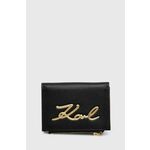 Usnjena denarnica Karl Lagerfeld ženska, črna barva, 245W3231 - črna. Mala denarnica iz kolekcije Karl Lagerfeld. Model izdelan iz ekološkega usnja.