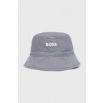 Bombažni klobuk BOSS mornarsko modra barva, 50513211 - mornarsko modra. Klobuk iz kolekcije BOSS. Model z ozkim robom, izdelan iz vzorčastega materiala.