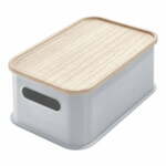 Siva škatla za shranjevanje s pokrovom iz pavlovnije iDesign Eco Handled, 21,3 x 30,2 cm
