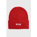 Volnena kapa MSGM rdeča barva, 3541MDL08.237761 - rdeča. Kapa iz kolekcije MSGM. Model izdelan iz pletenine z nalepko.