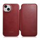 iCARER ce oil wax premium leather folio case iphone 14 magnetna preklopna torbica magsafe rdeča (aki14220705-rd)