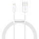 USB+LIGHTNING POLNILNI KABEL BASEUS 100CM / 2,4A WHITE