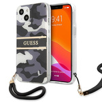 Guess GUHCP13MKCABBK iPhone 13 6,1" črn/črn trdi ovitek Camo Strap Collection