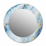 tulup.si Okroglo okrasno ogledalo Modro marmornato zlato fi 50 cm