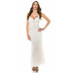 Amiatex Ženska obleka 73068, bela, XL