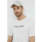 Bombažna kratka majica Pepe Jeans CLIFTON moška, bela barva, PM509374 - bela. Lahkotna kratka majica iz kolekcije Pepe Jeans, izdelana iz pletenine, prijetne na otip. Model iz visokokakovostnega in trajnostnega materiala.