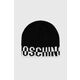 Kapa s primesjo volne Moschino črna barva, - črna. Kapa iz kolekcije Moschino. Model izdelan iz pletenine s potiskom.