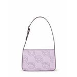 Usnjena torbica Karl Lagerfeld vijolična barva - vijolična. Torba iz kolekcje Karl Lagerfeld. Na zapenjanje model narejen iz naravnega usnja.