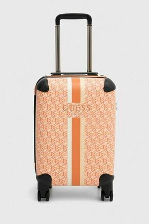 Kovček Guess oranžna barva - oranžna. Kovček iz kolekcije Guess. Model izdelan iz ekološkega usnja.