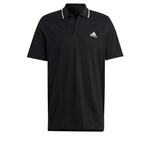 Bombažen polo adidas črna barva - črna. Polo iz kolekcije adidas, izdelan iz enobarvne pletenine. Model iz izjemno udobne bombažne tkanine.