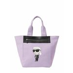 Torbica Karl Lagerfeld vijolična barva - vijolična. Velika torbica iz kolekcije Karl Lagerfeld. na zapenjanje, izdelan iz kombinacije tekstilnega materiala in ekološkega usnja.
