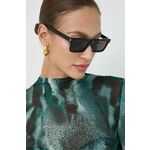 Sončna očala Saint Laurent ženski, črna barva - črna. Sončna očala iz kolekcije Saint Laurent. Model z enobarvnimi stekli in okvirjem iz plastike.