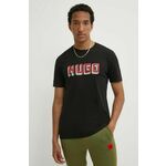 Bombažna kratka majica HUGO moška, črna barva, 50516624 - črna. Kratka majica iz kolekcije HUGO, izdelana iz tanke, elastične pletenine. Model iz izjemno udobne bombažne tkanine.