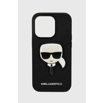 Karl Lagerfeld ovitek za iPhone 14 Pro, Saffiano črn (KLHCP14LSAPKHK)