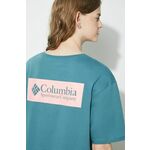 Bombažna kratka majica Columbia North Cascades moška, turkizna barva, 1834041 - turkizna. Kratka majica iz kolekcije Columbia, izdelana iz elastične pletenine. Model iz zračne bombažne tkanine.