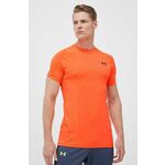 Kratka majica za vadbo Under Armour črna barva - oranžna. Kratka majica za vadbo iz kolekcije Under Armour. Model izdelan iz materiala, ki absorbira vlago.