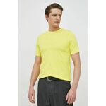 Bombažna kratka majica BOSS moški, rumena barva - rumena. Lahkotna kratka majica iz kolekcije BOSS, izdelana iz pletenine, prijetne na otip. Model iz izjemno udobne bombažne tkanine.