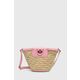 Košara za plažo Pinko roza barva, 103325 A1RL - roza. Majhna košarica iz kolekcije Pinko. Model na zapenjanje, izdelan iz kombinacije pletenega materiala in naravnega usnja.