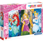 HMStudio CLEMENTONI Puzzle Disneyjeve princese: Ariel, Locika in Pepelka MAXI 60 kosov