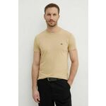 Bombažna kratka majica Lacoste bež barva - bež. Kratka majica iz kolekcije Lacoste. Model izdelan iz enobarvne pletenine. Izjemno mehek material.