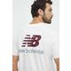 Bombažna kratka majica New Balance moški, bež barva - bež. Kratka majica iz kolekcije New Balance, izdelana iz pletenine s potiskom. Model iz izjemno udobne bombažne tkanine.