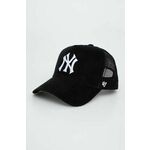 Kapa s šiltom 47brand MLB New York Yankees črna barva - črna. Kapa s šiltom vrste baseball iz kolekcije 47brand. Model izdelan iz kombinacije velveta in mreže.