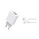 XO Polnilec za telefon L85C 2X USB 2,4A bel + 8-pin Lightning kabel