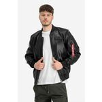 Bomber jakna Alpha Industries črna barva - črna. Bomber jakna iz kolekcije Alpha Industries. Delno podložen model, izdelan iz iz ekološkega usnja. Lahek, izjemno trpežen material.