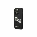 Karl Lagerfeld 3D Karl &amp; Choupette ovitek za iPhone 14 Pro, črn (KLHCP14L3DRKCK)