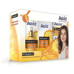 Astrid Vitamin C darilni set serum za obraz Vitamin C Serum 30 ml + dnevna krema za obraz Vitamin C Day Cream 50 ml + nočna krema za obraz Vitamin C Night Cream 50 ml + tekstilna maska Vitamin C Energizing Textile Mask 20 ml za ženske