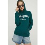 Pulover Hollister Co. ženska, zelena barva, s kapuco - zelena. Pulover s kapuco iz kolekcije Hollister Co. Izdelan iz tanke, rahlo elastične pletenine. Model z mehko oblazinjeno sredino zagotavlja mehkobo in dodatno toploto.