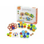 Viga Toys Montessori Lesena igra za ujemanje barv s pavovim repom + kartice