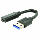 CABLEXPERT Adapter USB 3.1 A moški na Type-C ženski, 10 cm, črn