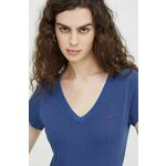 Bombažna kratka majica G-Star Raw ženski - modra. Kratka majica iz kolekcije G-Star Raw, izdelana iz elastične pletenine. Model iz izjemno udobne bombažne tkanine.