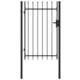 vidaXL Enojna vrata za ograjo koničasta jeklo 1x1,5 m črna