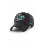 Kapa s šiltom 47 brand NHL San Jose Sharks črna barva, H-BLPMS22WBP-BK - črna. Kapa s šiltom vrste baseball iz kolekcije 47 brand. Model izdelan iz pletenine z nalepko.