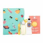 L'Occitane Sweet Moment Set gel za prhanje Verbena Shower Gel 50 ml + piling Radiance Scrub 6 ml + krema za stopala Shea Butter Foot Cream 30 ml + pilica za nohte + kozmetična torbica za ženske