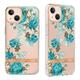 Gumiran ovitek (TPUP) za Apple iPhone 14, flowers, modra